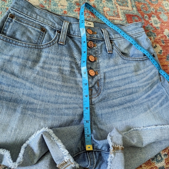 J.Crew High Rise Raw Hem High Rise Button Fly Light Denim Shorts Size 26 - Picture 8 of 10